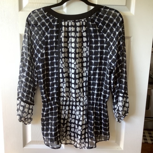 Calvin Klein Black Blue and White Blouse Size Small - Picture 2 of 3